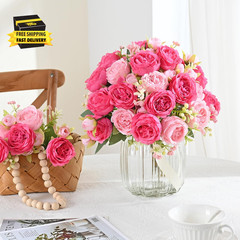 2 Packs Peonies Artificial Flowers, Mixed Pink Artificial Peonies, Silk Peonies