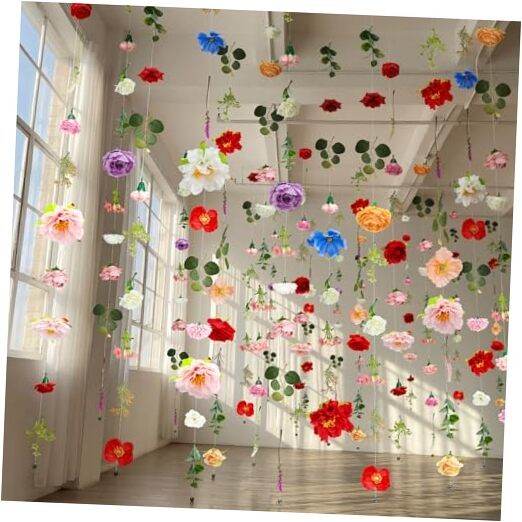 Suncalla 12 Pcs 70.8 ft Wildflower Garland Pre Strung Multi Color Floral