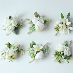 Buttonhole Rose Brooch Bride Wedding Wrist Corsage Bracelet Marriage Accessories