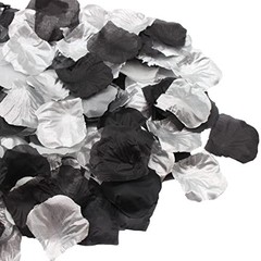 2NDTONONE 900PCS Silver Black White Artificial Flowers Silk Rose Petals Flower
