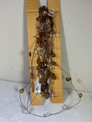Beaded wire garland with Translucent leaves And Gems Jewels over 15’ Long