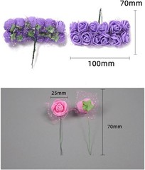 144pcs Mini Artificial Black Rose Flower Heads and Soft Stem,25mm PE Tiny Rose a