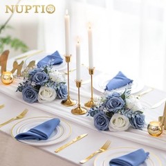 Flower Ball Arrangement Bouquet: Pcs 9.4 inch Diameter 10 Dusty Blue & White