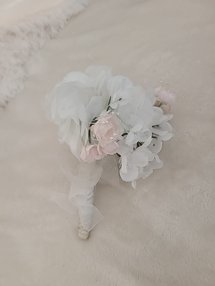 Bridal Wedding Bouquet White Pink Faux Pearl Floral