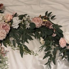 LING’S MOMENT WEDDING GARLAND 9ft, Dusty Rose, Cream, White, Pastel Pink, Gold