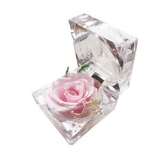 DoraMagic Preserved Rose Real Forever in Mini Clear Ring Box, Pink