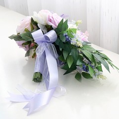 Cascading Wedding Bridal Bouquet Waterfall Artificial Purple Rose Holding Flower