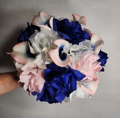 Pink Royal Blue White Rose Calla Lily