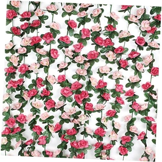 5Pcs 41Ft Flower Garland Artificial Rose Vines for Bedroom, Cute 5 Pcs Pink