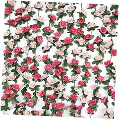 5Pcs 41Ft Flower Garland Artificial Rose Vines for Bedroom, Cute 5 Pcs Pink