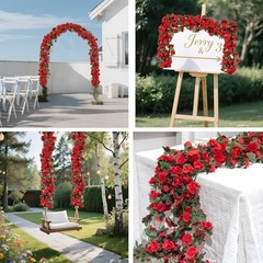 5Pcs 41FT Artificial Red Flower Garland, Fake Hanging Flower Vines Wine Red