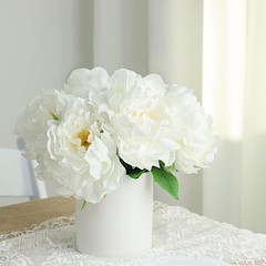 WHITE 2 Bushes 17″ Silk ARTIFICIAL PEONY FLOWERS Bouquets Wedding Party Supplies