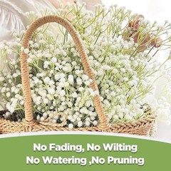 60 Pcs Bulk Long Stem Artificial Baby’s Breath, White Faux Gypsophila Flowers