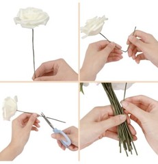Artificial Flower 20 PCS Mixed Color Roses for DIY Wedding Bouquets Centerpiece