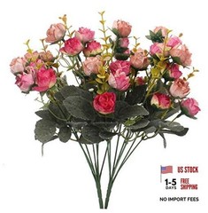 7 Branch1 Mini Rose Heads Artificial Flowers Bouquet Wedding 2 2 Pcs Rose Red