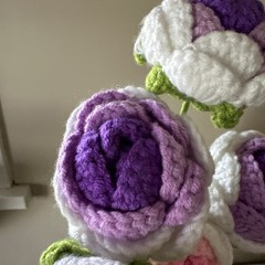 Crochet Flowers – Lot Of 6 Flowers Long Stemmed- Hobby Lobby New