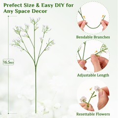 MARTINE MALL 72 Pcs Babys Breath Artificial Flowers, White Baby Breath Flower…