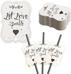 100PCS Rustic Favors Sparkler Tags for Weddings Match Holder & Striker Let Love