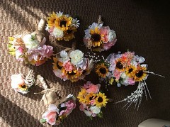 Wedding flowers bridal bouquets bridal package Sunflowers Blush Coral 9 Bouquet