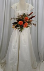 Orange Autumn Rustic Antlered Silk Wedding Bouquet