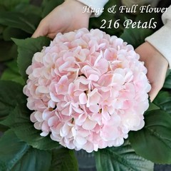 Pink Flowers Silk Artificial Hydrangeas, 4Pcs 22″ Lifelike Large Light Pink