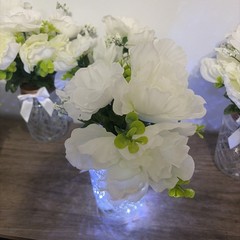 Lot of 6 Floral Centerpieces for Bridal Shower or Wedding – 1 w/Fairy Lights