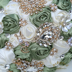 Luxury Cascade Bridal Wedding Bouquet Satin Rose Waterfall Holding Bouquet Artif