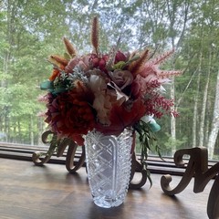 Beautiful Bridal Wedding Bouquet Budget Handmade Faux Floral Orange Purple Pink