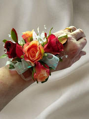 Hand Made wrist Corsage and boutonniere Set
