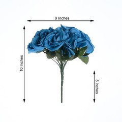 ROYAL BLUE 12″ tall Velvet Roses ARTIFICIAL FLOWERS Bouquet Wedding Decorations
