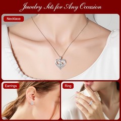 Preserved Roses with Heart Necklace & Candle, Mothers Day Silver