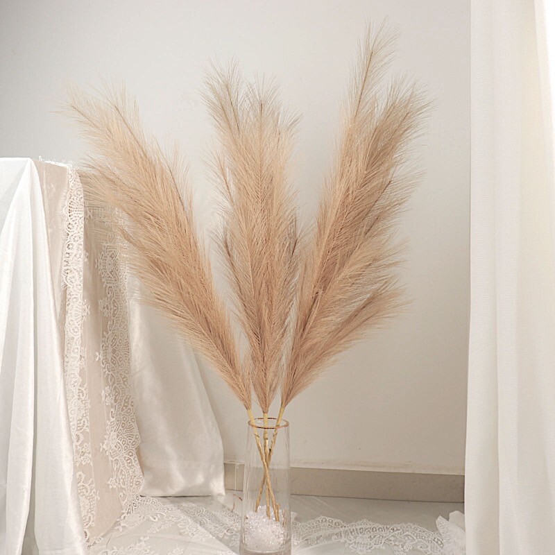 3 TAUPE 44″ ARTIFICIAL Pampas Grass SPRAYS Faux Plant STEMS Party Decorations