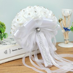 Wedding Bride Hand Tied Artificial Bouquet Rose Festival Bar Party Crystal Decor