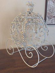 Cinderella Carriage Card Holder Wedding Centerpiece Pearl Decor 17×12 Elegant