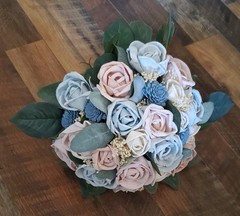 Pale Blue Blush Pink Bridal Bouquet Dusty Rose Sola Wood Bridesmaid Wedding Prom