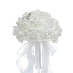 Wedding Bridal Bouquet Artificial Flowers Hand Flower Pearl Bow Flower for Party