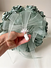 Bridal Wedding Bouquet Sea Foam Green Pearls Floral Embellished & Corsage