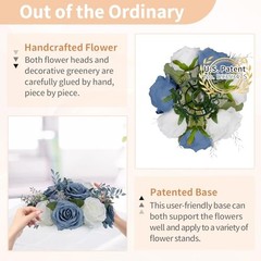 Flower Ball Arrangement Bouquet: Pcs 9.4 inch Diameter 10 Dusty Blue & White