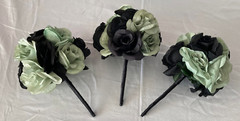 Wedding Bouquet Set, Black, Green Flower Package, 11 Pieces
