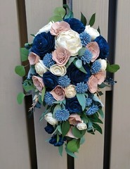 Mauve Dusty Blue Bridal Bouquet Pink Sola Wood Cascade Artificial Wedding Flower