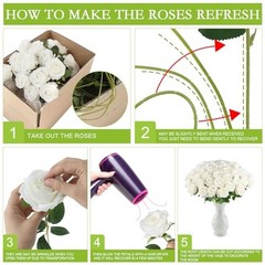 50 White Artificial Roses in Bulk, Fake Velvet Silk Roses Realistic Rose for Wed