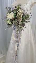 Lavender and Rose Garden Faux Silk Wedding Bouquet