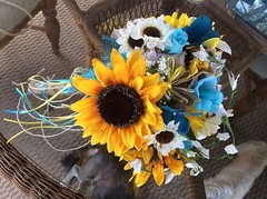 Wedding pkg. Bridal Bouquet MOH Bridesmaid with Reception and Arbor #65 Pieces