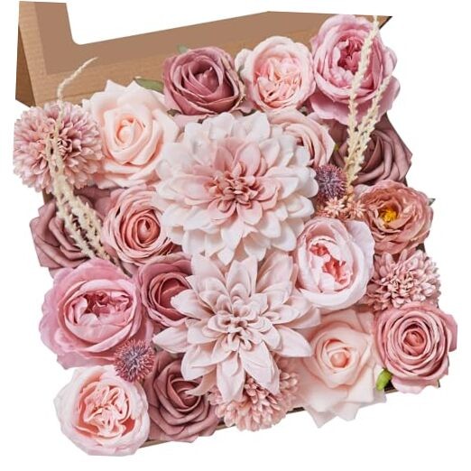 Artificial Flowers, Dusty Pink Silk Fake Flowers for DIY 1 A Dusty Pink