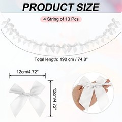 4 String of 13 PCS White Bow Garland Banner Decoration Party Bow