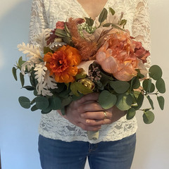 Bridal Wedding Bouquet Budget Friendly Beautiful Faux Flowers White Pink Orange