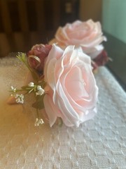 Corsage and Boutonniere Set, Prom Artificial Flower Wrist Corsage B