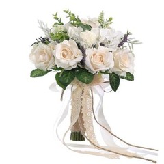 Wedding Bouquets Large for Bride Bridesmaid,White Champagne 9.5 inches