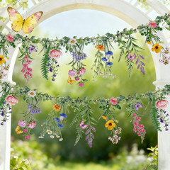 Wildflower Banner 2 Pcs Waterproof Garland 2-Sided Printed Garden Party Flower 2