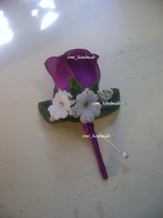 Peach~White~Ivory~Red~Rose~Pin Boutonniere~Satin wrapped stem~Wedding~Prom